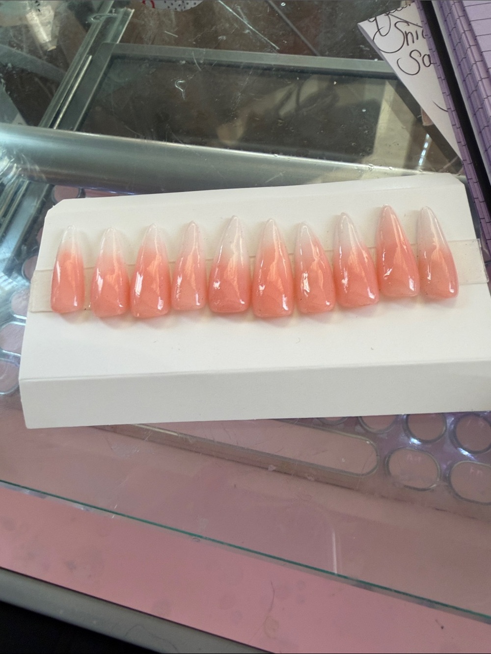 Peach Press-On Stiletto Nail Set for Women